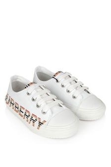 Burberry Kids White Cotton Trainers