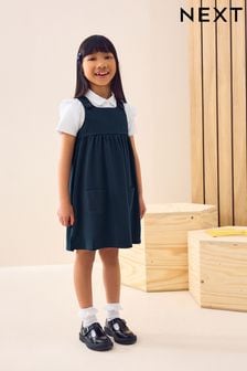 Navy Blue Jersey Stretch Pinafore School Dress (3-14yrs)