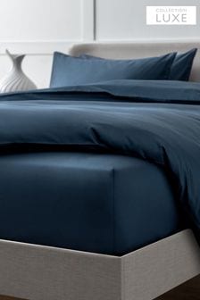 Navy Navy Collection Luxe 400 Thread Count Deep Fitted 100% Egyptian Cotton Sateen Deep Fitted Sheet