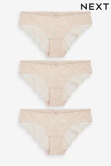 Nude No VPL Lace Back Briefs 3 Pack