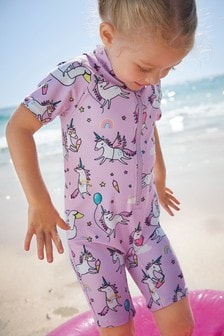 Lilas motif licorne -  Tenue pour le soleil (3 mois - 7 ans)