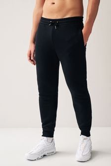 Black Cotton Blend Cuffed Joggers