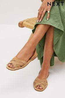 Sand Natural Suede Weave Sandals