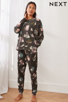 Charcoal Grey Cotton Long Sleeve Pyjamas