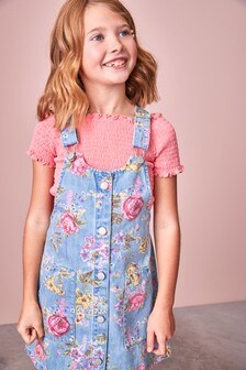 pink denim pinafore