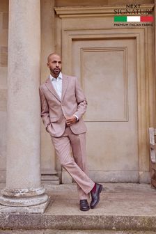Pink Regular Fit Nova Fides Italian Wool Blend Suit: Trousers