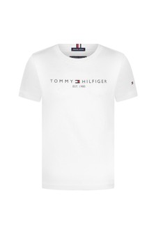 Tommy Hilfiger Boys White Organic Cotton Logo T-Shirt