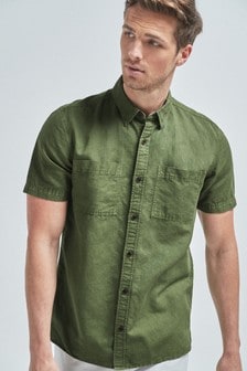 Domple Mens Big /& Tall Button Down Short Sleeve Pockets Utility Shirts