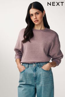 Mauve Purple Relaxed Fit Soft Overdyed Marl Crew Neck Sweatshirt