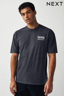 Black Wash Smiley Originals Graffiti Licence T-Shirt