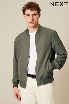 Sage Green Shower Resistant Bomber Jacket