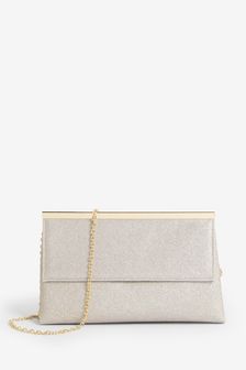 Shimmer Clutch Bag With Detachable Cross Body Chain