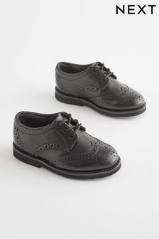 Black Smart Leather Brogues Shoes