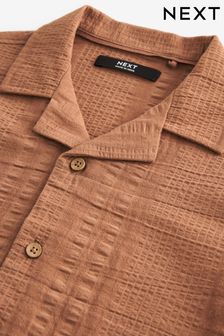 Rust Brown Short Sleeves Textured Shirt (3-16yrs)