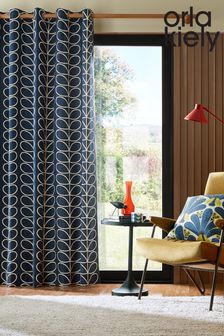 72 inches 46 inches x Drop 183 cm Orla Kiely Spot Flower Eyelet Curtains with Blackout Lining Curtain Size: Width 117 cm 