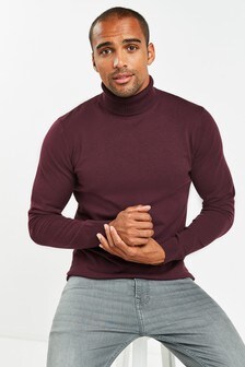 red polar neck jumper