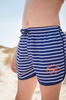 Navy/White Stripe Quick Dry Beach Shorts