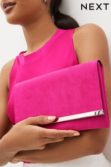 Pink Clutch Bag With Detachable Cross-Body Chain