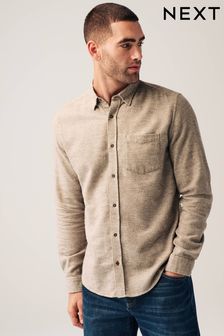Neutral Brushed Texture 100% Cotton Long Sleeve Shirt