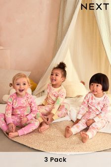 Pink/Yellow Floral Pyjamas 3 Pack (9mths-16yrs)