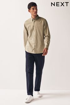 Tan Stretch Oxford Long Sleeve Shirt