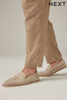 White Weave Loafers