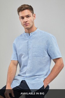 black slim fit grandad collar shirt