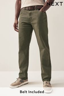 Khaki Green Belted Authentic Jeans