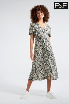 f&f floral print midi wrap dress