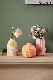 Pink Set of 3 Pink Ceramic Flower Bud Vases