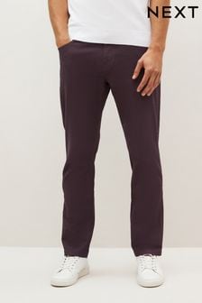 Red Burgundy Textured Soft Touch Stretch Denim Jean Style Trousers