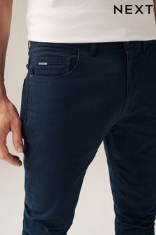 Navy Textured Soft Touch Stretch Denim Jean Style Trousers