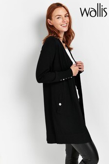 wallis black button pocket coatigan