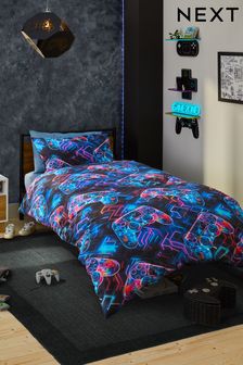 Glow In The Dark Gamer Duvet Cover and Pillowcase Set