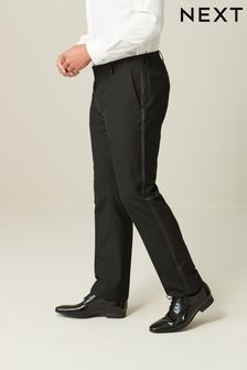 Black with Tape Detail Tuxedo Suit Trousers with Tape Detail