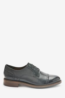 Black Forever Comfort® Leather Brogue Detail Lace-Up Shoes