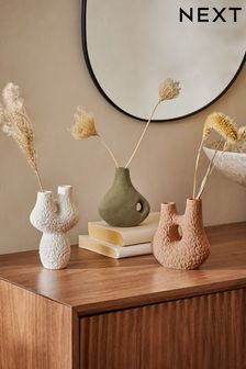 Natural Set of 3 Natural Sculptural Scandi Ceramic Bud Vases