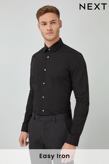 Black Cotton Single Cuff Shirt