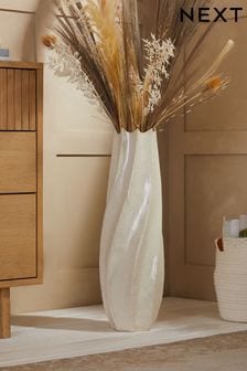 Natural Natural Extra Large Pleated Ceramic Floor Vase