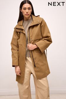 Camel Brown Shower Resistant Rain Jacket