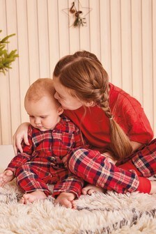 tartan baby sleepsuit