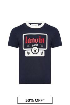 Lanvin ボーイズネイビーオーガニックコットンジャージーTシャツ