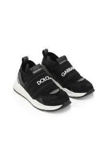 حذاء رياضي جلد أسود للأولاد البيبي من Dolce & Gabbana Kids