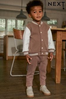 Brown/Cream Letterman Jacket and Joggers Set (3mths-7yrs)