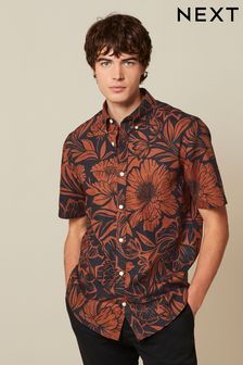 Navy/Rust Floral Short Sleeve Shirt