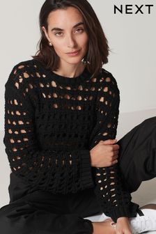 Black Open Stitch Jumper