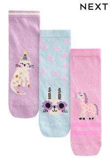 Multi Cotton Rich Character Ankle Socks 3 Pack