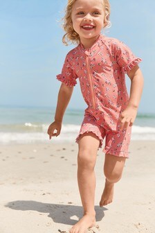 Rose à petites fleurs -  Tenue pour le soleil (3 mois - 7 ans)