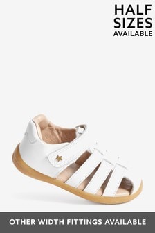 White Leather First Walker Fisherman Sandals