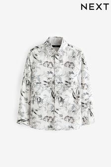 White Floral Long Sleeve Floral Print Shirt (3-16yrs)